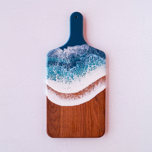 Cherry Wood Medium Serving Board w/ Handle - Tropical Lagoon