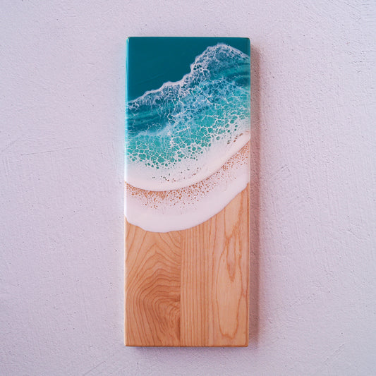 Maple Wood Small Rectangle Serving Board - Aqua Surf