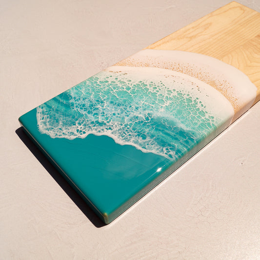 Maple Wood Small Rectangle Serving Board - Aqua Surf