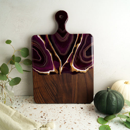 Walnut Wood Large Serving Board w/ Handle - Fireside Fig