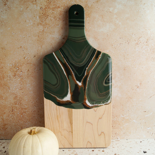 Maple Wood Medium Serving Board w/ Handle - Autumn Moss