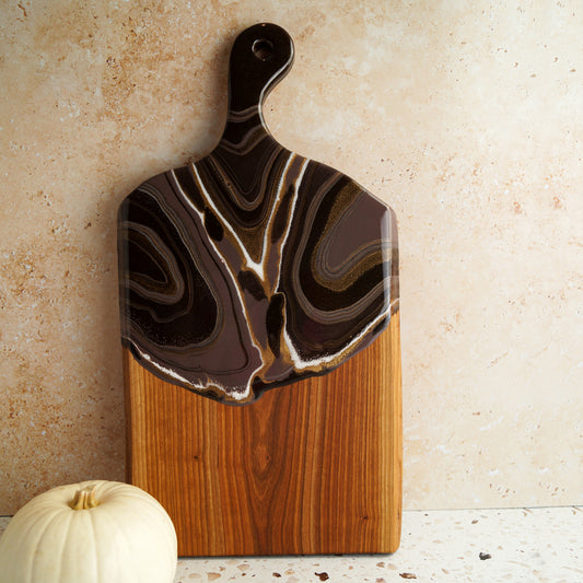 Cherry Wood Large Serving Board w/ Handle - Hot Chocolate