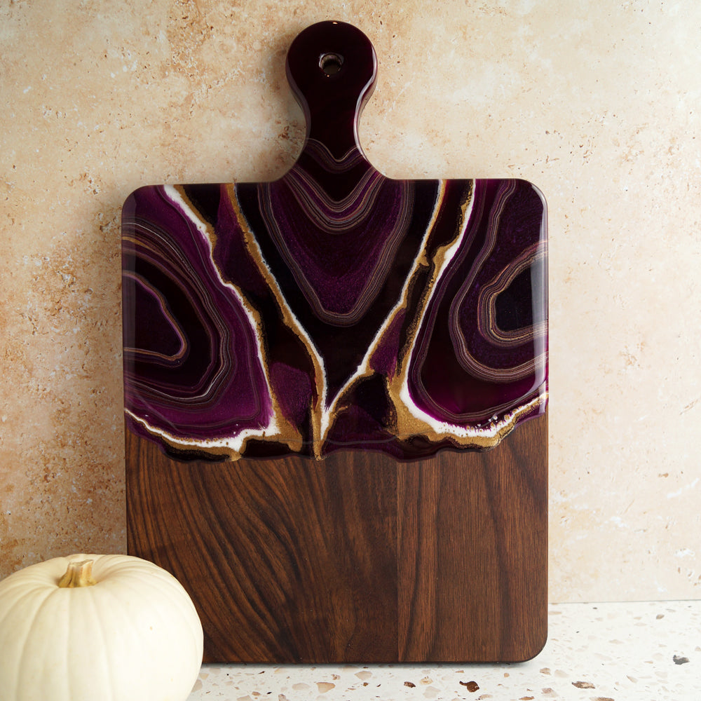 Walnut Wood Large Serving Board w/ Handle - Fireside Fig