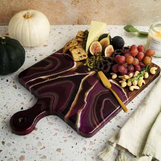 Walnut Wood Large Serving Board w/ Handle - Fireside Fig