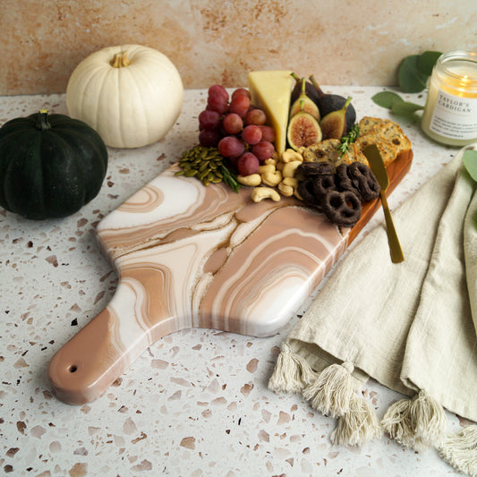 Cherry Wood Medium Serving Board w/ Handle - Spiced Chai