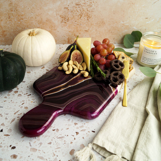 Maple Wood Small Serving Board w/ Handle - Fireside Fig