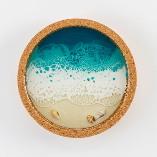 Beach Cork Coaster with Seashells - Set of Four