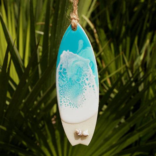 Surfboard Ornament - Aqua Surf