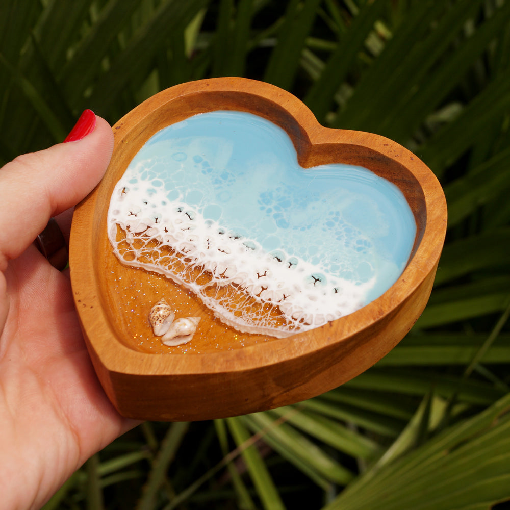 Heart Olive Wood Dish - Coastal Cool
