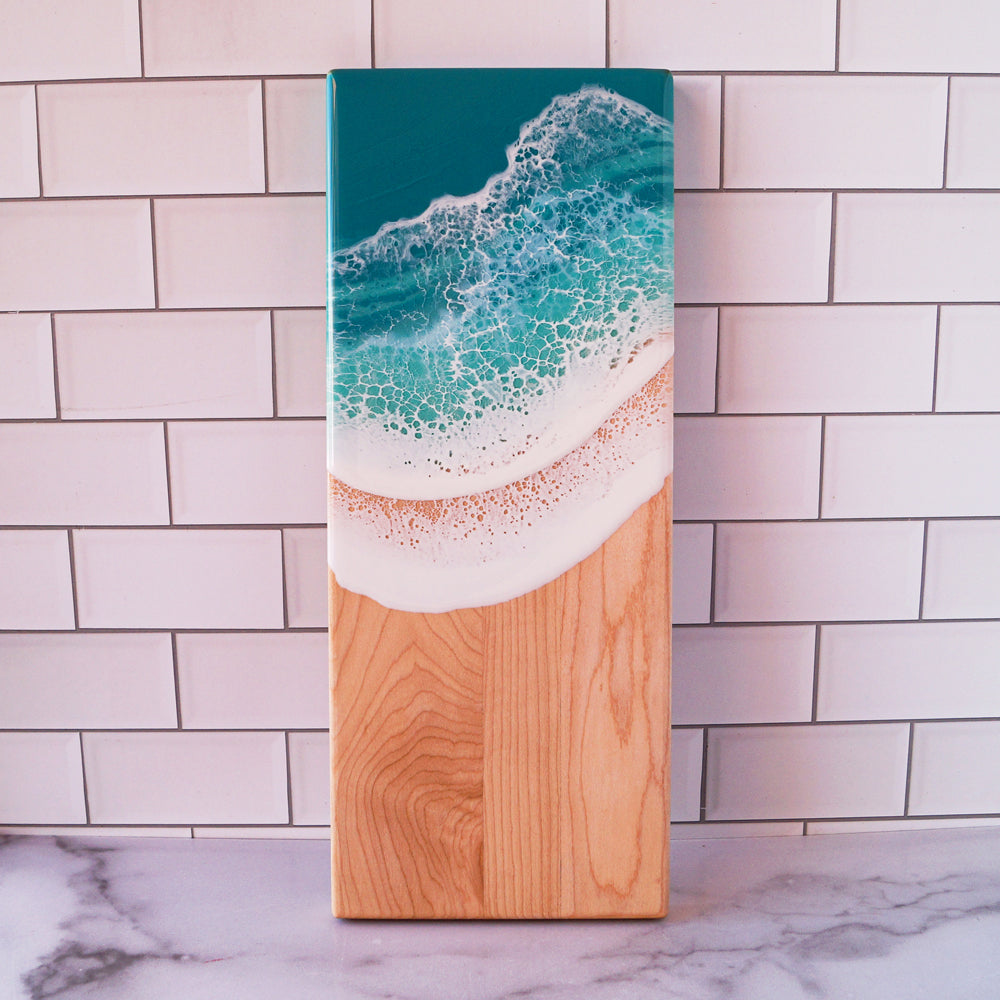 Maple Wood Small Rectangle Serving Board - Aqua Surf