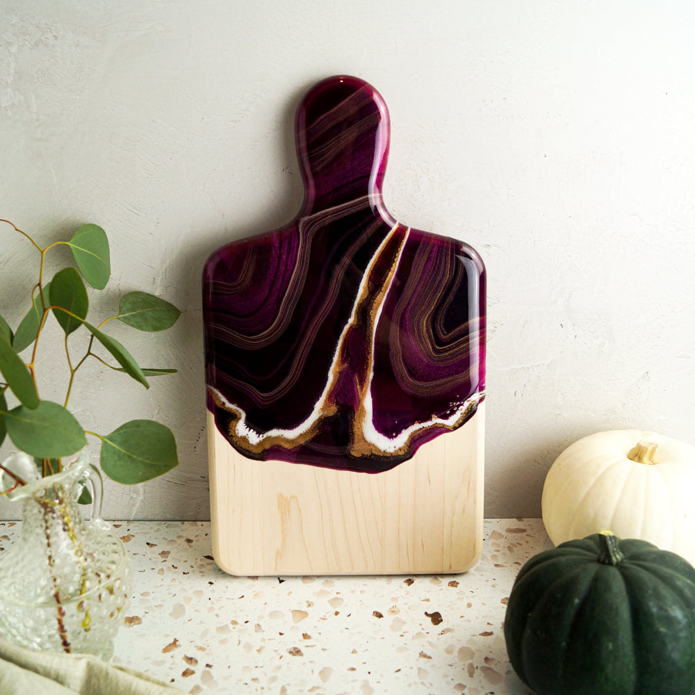 Maple Wood Small Serving Board w/ Handle - Fireside Fig